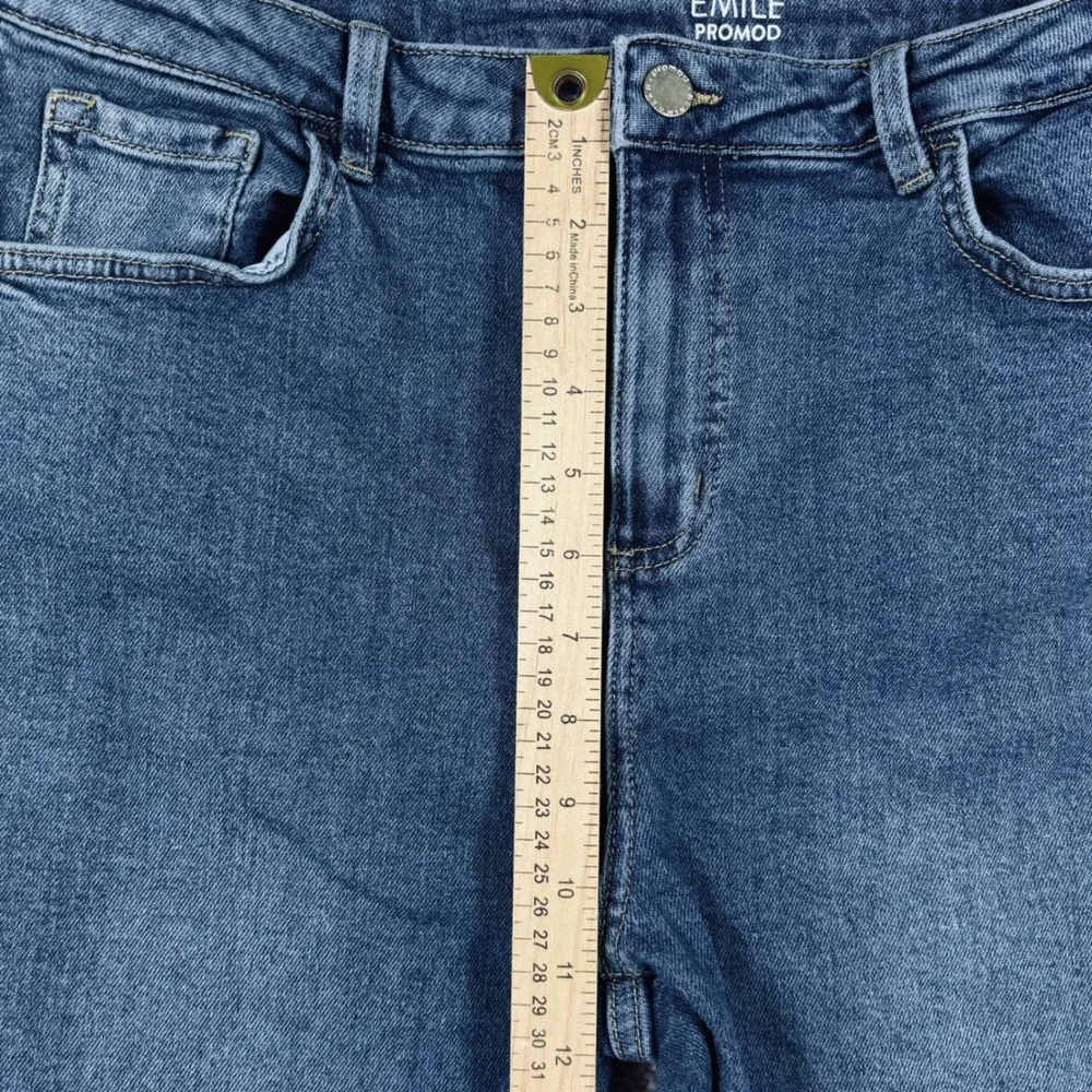 Emile Promod Womens High Rise Straight Leg Jeans‎ Medium Wash Blue Size UK 16